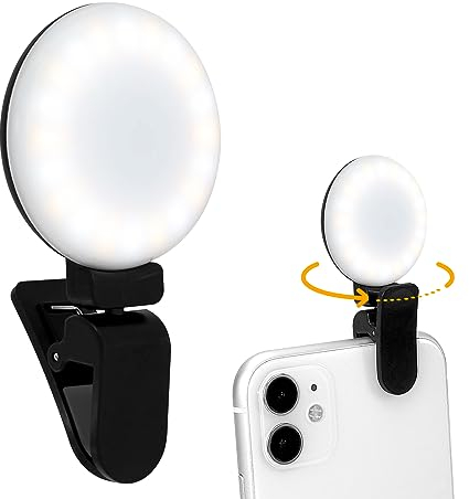 WOWLED Cell Phone Selfie Clip On Ring Light, 360 Degree Rotation, 3-Level Brightness, Circle Ring Light, for Phone, Tablet, Laptop, TikTok, Vlog, Webcam, for Birthday, Friends, Women, Men