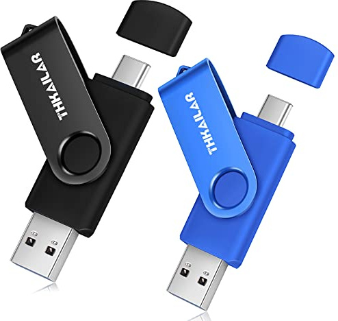 THKAILAR USB C Memory Stick 128GB 2 Pack USB-A and C For iPhone 15/PC/Mac | Store Photos, Videos And Files With Compact Design For Travel, Work And Daily Backup Across Multiple Devices