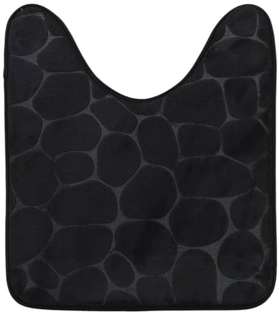 Tendance - Tapis Contour WC Mémoire de Forme Microfibre Galet 45x50 cm - Noir - Salle de Bain - Tapis