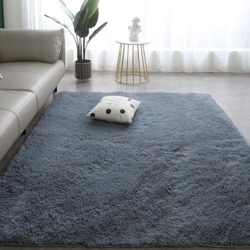 Treer Alfombra de Pelo Largo para Salón, Alfombras Dormitorio Modernas, Alfombra Shaggy Pasillo Grandes Antideslizante, Esponja Alfombra área para Habitacion (60x160cm,Gris)