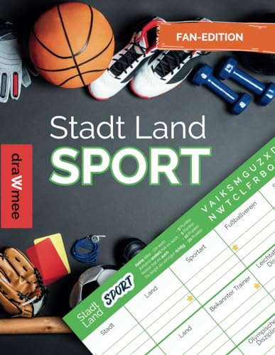 Stadt Land Sport - Quiz Geschenk für Sportler: Spielblock mit 35 Blatt Din-A4 (Seiten zum Ausschneiden)