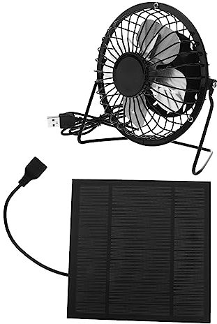 Alipis Solar Usb Fan Mini Cooling Desktop Fan 5v Solar Panel Rechargeable Portable Quiet Rotation for Home Office Camping