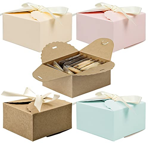 Cisolen 20 Stück Kraftpapier Box Geschenkbox mit Band DIY Geschenk Verpackung Box Pappschachteln mit Deckel Geschenk für Hochzeit Party Karton Geschenke Geburtstag Weihnachten