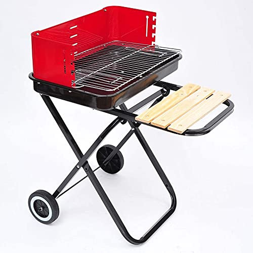 Parrilla de barbacoa plegable Carro de carbón para cocinar con ruedas, Parrilla pequeña portátil Parrilla de barbacoa de carbón plegable Mini parrilla Parrilla para acampar, para p