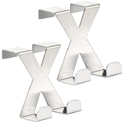RICOO 2 x Türhaken zum Einhängen Edelstahl Haken Badezimmer MH031Sx2 Garderobenhaken Kleiderhaken Tür Garderobe Bademantel- & Handtuchhaken ohne Bohren Türgarderobe Türhänger Metallhaken Jackenhaken