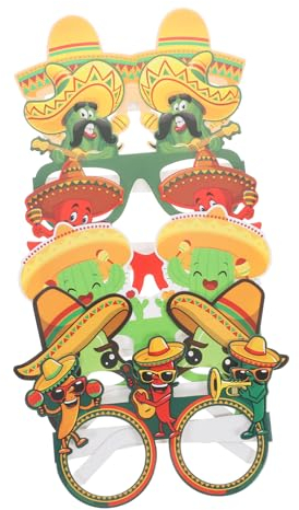 BCOATH 6pcs Mexican Fiesta Party Glasses Decorations Party Supplies Funny Photo Props