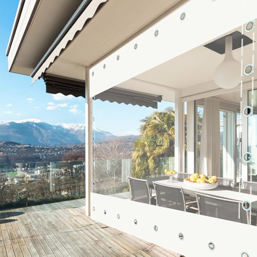Bâche Transparente Exterieur avec Œillets,Terrasse Rideau Imperméable,Bache de Protection de Pluie pour Pergola,Plantes,Porche Garage(Hauteur x Largeur) 2x3m/6.56x9.84ft