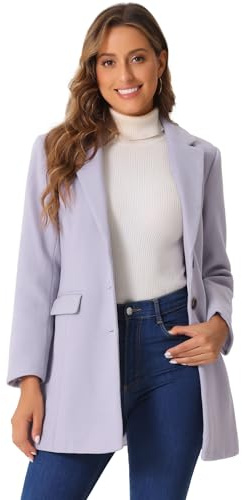 Allegra K Día de San Patricio Abrigo De Invierno Con Solapa Con Muesca De Un Solo Pecho Para Mujer Morado Polvoriento L