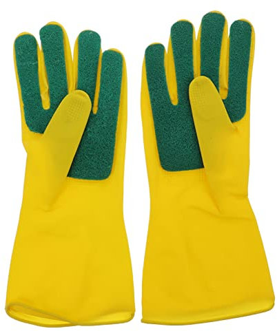 Anneome 2pairs Nitrile Gloves Kitchen Cleaning Washing up Gloves Scouring Pad for Home Kitchen