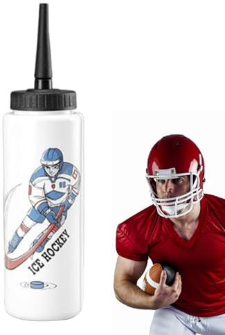 Bvizyelck Bottiglie d'acqua da calcio Squeeze – Borraccia da hockey da 1 l con cannuccia lunga, portatile, con punta estesa, per chi ama lo sport