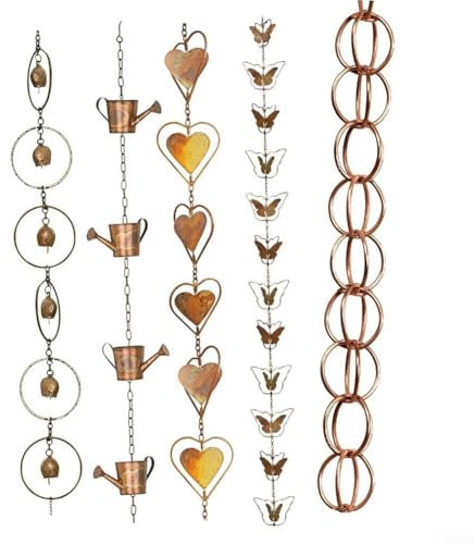 Regenketten für Dachrinnen, 1 m Länge, Kupfer, Lotus, Regenkette, dekorativer Regenfänger, Ersatz-Fallrohr für Dachrinnen, Traufenablauf (Schmetterling)