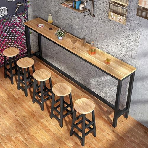Stehtisch, Bartisch,Hochtisch,Bartheke,Stehtische,Bartisch Küche,Stehtisch Holz,Einfache Montage für Wohnzimmer, Küche, Industrie-Design, vintagebraun-schwarz Light walnut + black frame 100x40x100cm