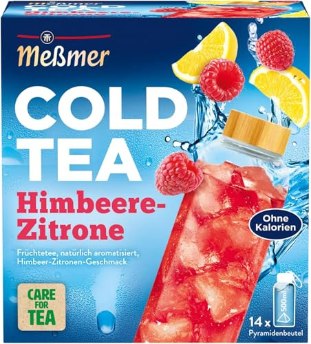 Meßmer Cold Tea Himbeere-Zitrone| Für die Wasserflasche | ohne Zucker | ohne Kalorien | Alternative zu zuckerhaltigen Getränken wie Limonade oder Saft | 14 Pyramidenbeutel (Packung mit 10)