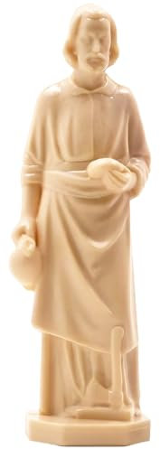 Nhemeylp Statue de St Joseph à vendre des articles porte-bonheur pour les transactions de maison, décoration de jardin, statues de collection en résine, statue de St Joseph beige, 8,9 cm