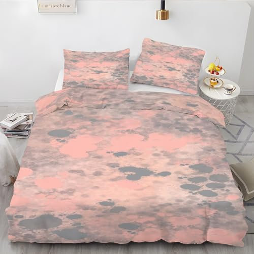 EXSANLIEAY Krawattenfarbe BettwäSche 135x200 Rosa BettwäSche-Sets füR Jeden, Bettbezug Wende Microfaser mit Reißverschluss - 1 Bettbezügen & 2 Kissenbezügen 80x80, Weich & Bügelfrei
