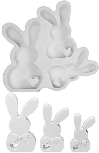 Silikonform Ostern Hase, Silikonformen Gießformen Ostern, Gießformen Silikon Ostern, Silikonform Hase Gipsformen zum Gießen, Gießform Osterhase, Giessformen Silikon für DIY Osterdeko Handwerk (N)