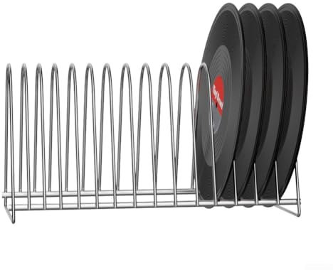 HomeVortex Schallplattenständer, Aufbewahrungshalter, Vinyl-Schallplattenständer, Trockenständer, für LP-Display 10, 15 Schallplatten (15)