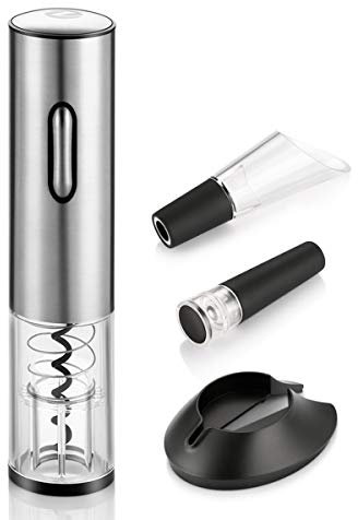 QTANZIQI Abrenador de Vino eléctrico, sacacorchos Recargable con línea de Carga USB, vertido, Cortador de Aluminio, tapón de vacío, para Amantes del Vino