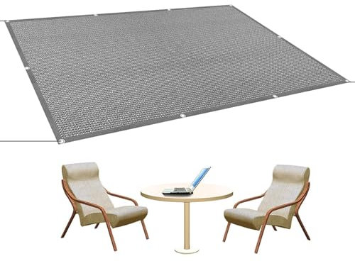 Vele Ombreggianti Rettangolari 6 x 6 m Hdpe, Permeabile All'Aria e All'Acqua Telo Parasole Tenda da Sole Esterno con Occhielli Tenda a Vela per Esterno Giardino, Grigio