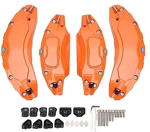 Car Caliper Covers Aluminium Alloy Disc Brake Caliper Guard Protector Cover Replacement for 2017 2023 18in 19in Wheels Hub 4 Pcs Set (Orange)
