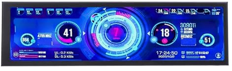 Plyisty Monitoraggio della Temperatura del Computer, Display del Pannello per Sensori PC da 8,8 Pollici, Monitor GPU CPU Mini Schermo Secondario con Arresto Automatico dello Schermo,
