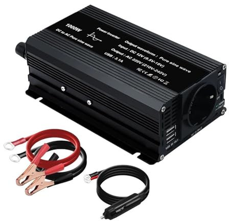 Inverter Inverter Da 1000 W 1500 W Onda Sinusoidale Pura 12 V 220 V Spina UE Frequenza 50 Hz 60 Hz Con Trasformatore Solare Auto Doppio USB LED Da 3,1 A Convertitore(1000W 12v 60hz EU)