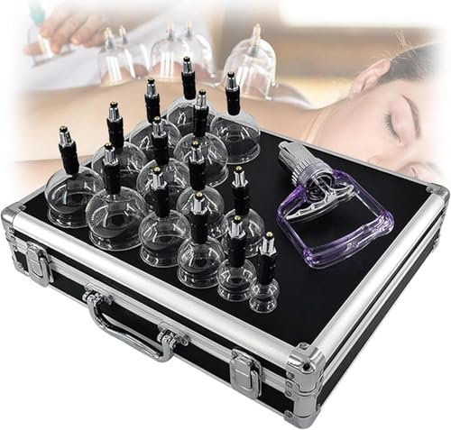 Set di coppettazione da 14 pezzi, massaggiatore per coppettazione in vetro riutilizzabile, set professionale per coppettazione cinese da studio e per la casa, per massaggi corporei e uso domestico.