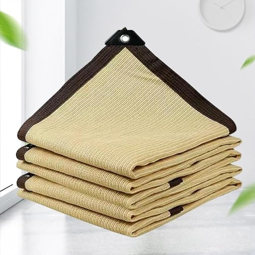Telo Ombreggiante 3x4 con Occhielli Vela Ombreggiante Impermeabile Tessuto Tela Ombreggiante Vela Parasole 90% Protezione UV Antistrappo Traspirante Raffreddamento Reti Giardino,beige-2x5m