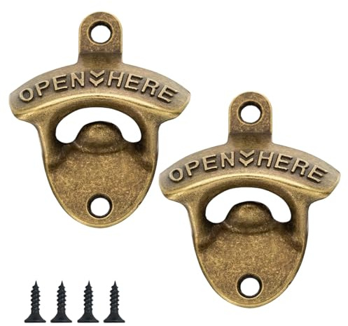 Vintage Wall Mounted Beer Bottle Opener - Rustic Cap Remover with Screws for Kitchen, Bar, Garage, Patio, Man Cave
