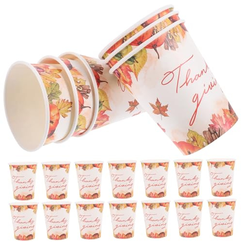 ELAYARD 20 Pièces Gobelets Papier Thème Thanksgiving Gobelets Jetables Sécurisés pour Boissons Froides et Chaudes Fête Automnale et Pique-