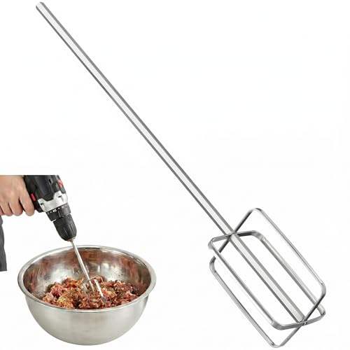 DOITOOL Rostfritt stål visp kökvisp för borrmaskin köttvisp för blandning av kött degsåser och pasta robust handvisp med ergonomiskt handtag