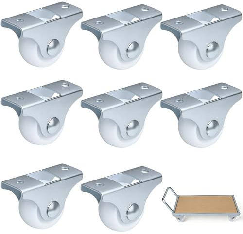 Möbelrollen 25mm (8 Stück) - Möbelrollen nicht schwenkbar & Bockrollen - Kleine Radrollen 1 Zoll für Möbel - Transportrollen aus verdicktem PP Set Richtungsfixiert, Leise & Bodenschonend (1 inch)