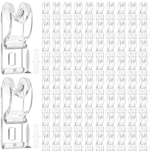 100 Sets Roller Shade Clear Safety Chain and Cord Guide Curtain P Clip Blind Cord Holder Fixation Hook Bead Chain Tension Device with Screws for Roller Vertical and Roman Shades