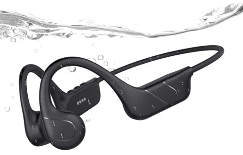 CXK Bone Conduction Headphones IPX8 Waterproof Swimming Headphones, Bluetooth 6.0 Open Ear Earbuds MP3 Mode with 32GB Memory, 12H Playtime, Underwater Wireless Headset Secure Fit for Running, Cycling