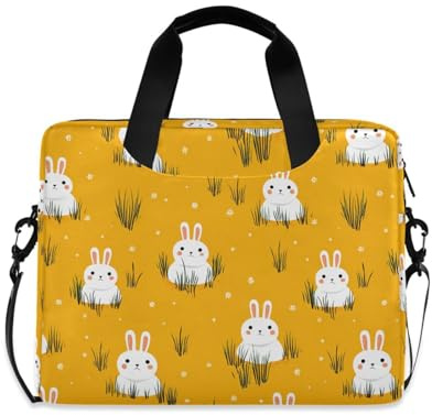 Laptopfodral av polyester, 38,1–40,6 cm, med dragkedja, gul, påskgräs, surfplatta, portfölj, bärväska för män och kvinnor