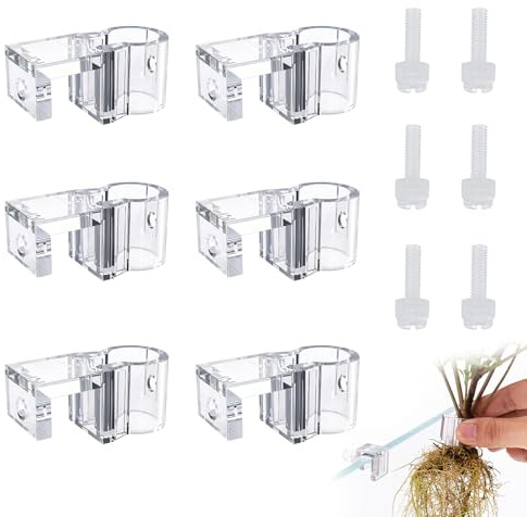 YAXIAO 6 Piezas Soporte para Plantas de Pecera Soporte para Plantas de Acuario para Acuario de Cristal de 8-15 mm de Grosor Loto Sistema de Acuaponía Helechos (Transparente)