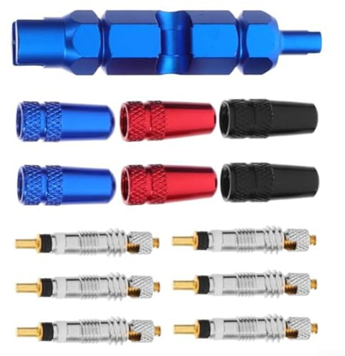 13 boquillas convertidoras manuales y juego de núcleo de válvula francesa para bicicleta de montaña y motocicleta, herramienta de mantenimiento ideal para ajustes de núcleo de válvula