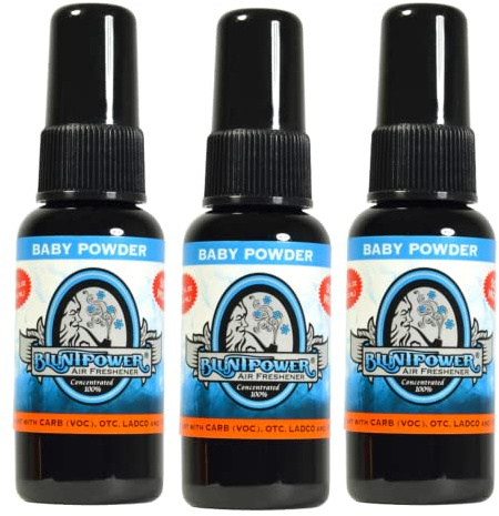 BluntPower (Baby Powder, 3 Pack) Concentrated Air Freshener - Premium Oil Based Air Freshener Spray For Home and Car - Long-Lasting Bathroom Spray, Car Freshener, & Odor Eliminator Spray