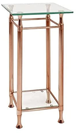 HAKU Beistelltisch Kupfer Metall Couchtisch Sicherheitsglas 10 mm - Maße: B 35 x H 72 x T 35 cm Style: Contemporary