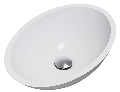 BERNSTEIN Aufsatzwaschbecken TW2106, Oval, 50 x 35 cm, Waschbecken aus Mineralguss Pure Acrylic mit Ablaufgarnitur, Weiß Matt, Glatte & Porenfreie Oberfläche, Idealer Waschtisch, Waschschale