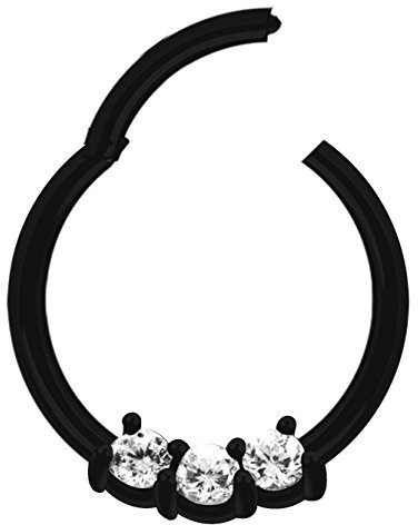 Piercing Ring Smooth Segment Clicker mit Stein in 1,2 mm Stärke