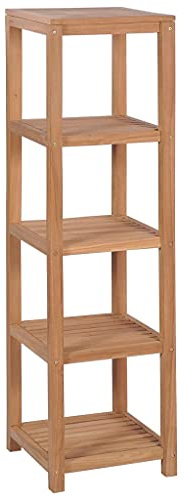 vidaXL Badregal mit 4 Böden Massivholz Teak 42x42x165 cm