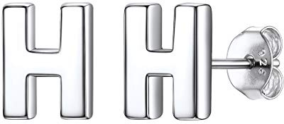 ChicSilver Tiny Stud Earrings 925 Sterling Silver Initial H Earring Fits Womens Sensitive Ears Monogram Jewelry
