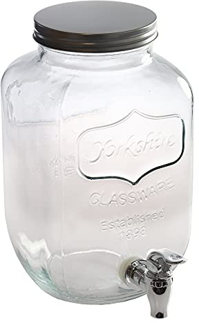 Monsterzeug XXL-Getränkespender, Vintage Wasserspender mit Zapfhahn, Glasbehälter mit Zapfhahn, Glas, 3,5 Liter