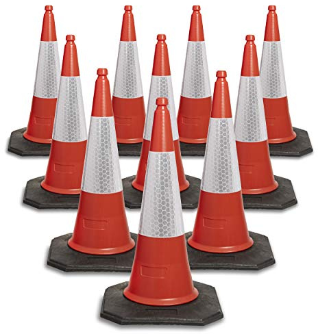 Pack of 10 Red Traffic cones 750mm by innovatus