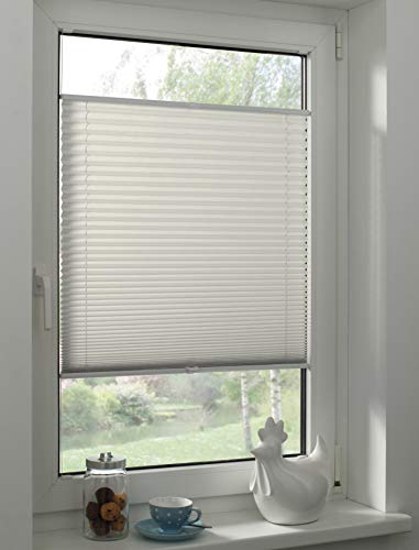 Sunpro24 Plissee auf Maß, Blickdichtes Faltrollo, Montage im Glasfalz mittels Schrauben, Sonnenschutzrollo, (B) 71-80 x (H) 111-120 cm, Creme