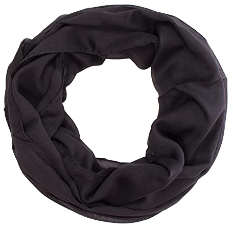 Lolus Damen Loop Rundschal Hals-Tuch in verschiedenen Farben und Blumen Muster Accessoires Schal (U1 schwarz)