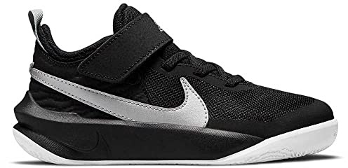 Nike Team Hustle D 10 Basketballschuh, Black/Metallic Silver-Volt-White, 31.5 EU