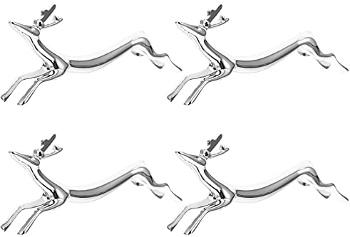 4Stücke Metall Rentier EssstäBchen Halter: Weihnachten EssstäBchen Ablage StäBchen Halter Löffel Dinner Spoon Ständer Stäbchenbänke Messerbänkchen, Besteckablagen (Silber)