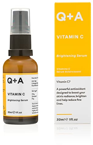 Q+A Vitamin C Brightening Face Serum (30ml), Vitamin C Serum for Face with Hyaluronic Acid, Hydrating and Anti-Ageing, Fragrance Free Skincare, Brightens Skin and Evens Out Skin Tone